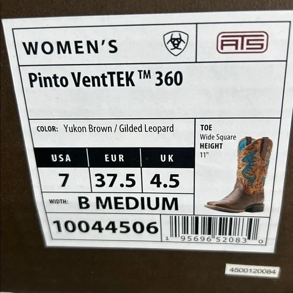 Ariat Women’s Pinto VentTEK 360 Western Wide Square Toe Brown Boots NWT in Box - Picture 10 of 11